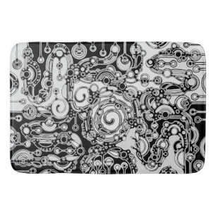 Tapis De Bain Art Géométrique Noir Et Blanc 3