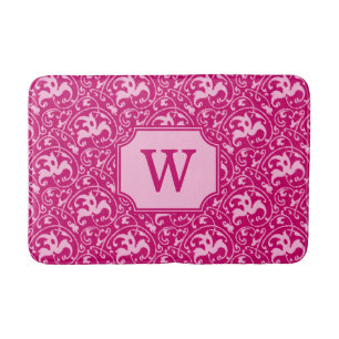 Tapis De Bain Art Nouveau Ikat - Fuchsia et rose pâle