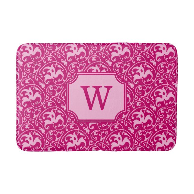 Tapis De Bain Art Nouveau Ikat - Fuchsia et rose pâle (Devant)