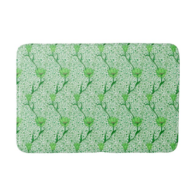 Tapis De Bain Art Nouveau Tulip Damask, Emerald Green (Devant)