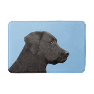 Tapis De Bain Art original de chien de peintre noir de Labrador
