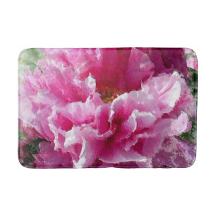 Tapis De Bain *~* Art original Peony rose Floral Peinture AR1