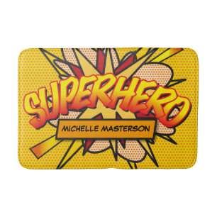 Tapis De Bain Art Pop Super-héros Rétro Bande Dessinée