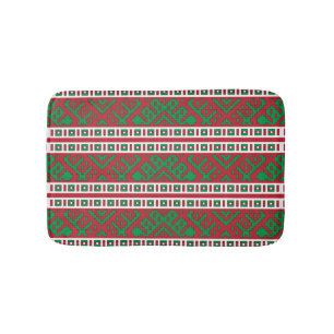 Tapis De Bain Art populaire letton vert et rouge