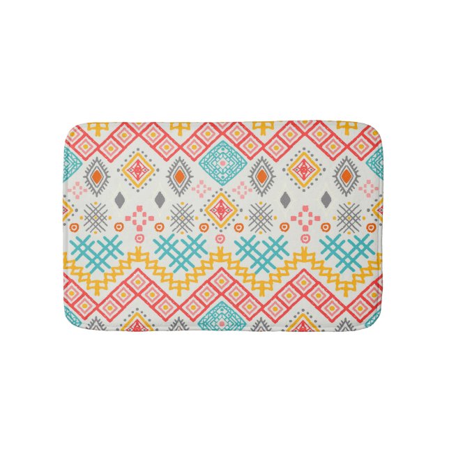 Tapis De Bain Art tribal : imprimé géométrique boho. (Devant)