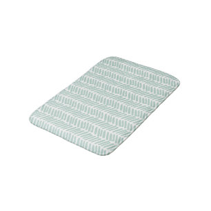 Tapis De Bain Artsy Seaglass Ocean Green White Zigzag Stripes