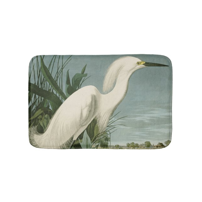 Tapis De Bain Audubon Héron de neige Oiseaux d'aigrettes blanche (Devant)