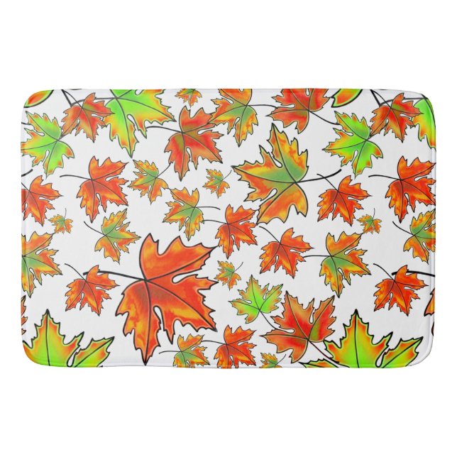 Tapis De Bain Automne rouge orange feuille érable feuille (Devant)