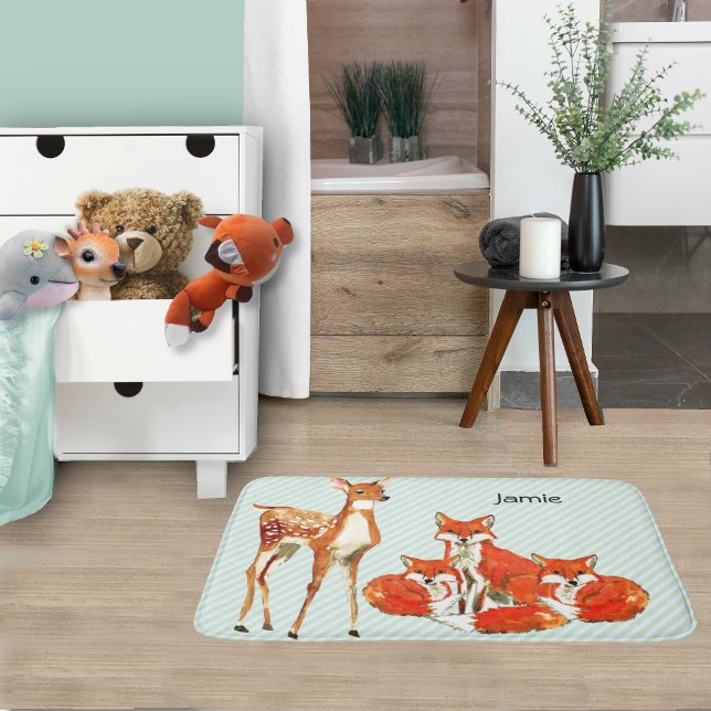 Tapis De Bain Aventure Personnalisée Fox Deer Enfants (Créateur téléchargé)