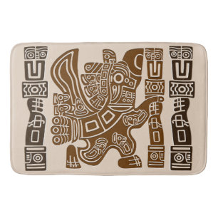 Tapis De Bain Aztec Eagle Guerrier Tribal Art antique