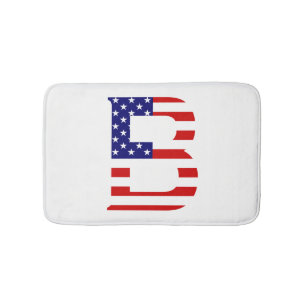 Tapis De Bain B Monogramme superposé sur le drapeau américain bm