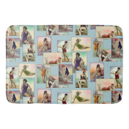 Tapis De Bain Baignade vintage Beautés sur bleu