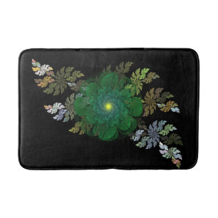 Tapis De Bain Bain à fleurs fractales vert