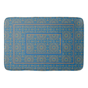 Tapis De Bain Bain bleu et cuivré