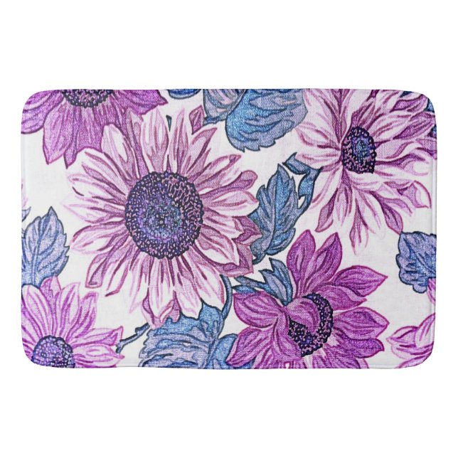 Tapis De Bain Bain de bain mauve et bleu Floral (Devant)