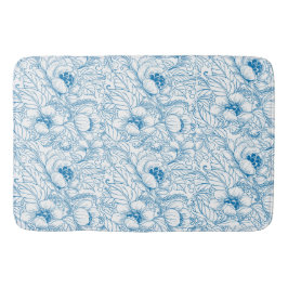 Tapis De Bain Bain Mat Floral Bleu
