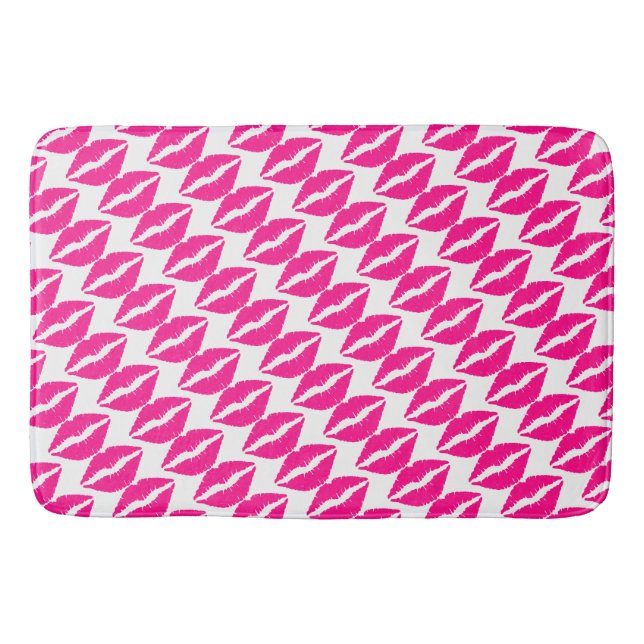 Tapis De Bain Baisers rose blanc mignon motif cravate Coque-Mate (Devant)