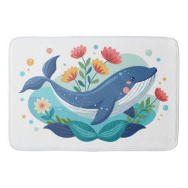 Tapis De Bain Baleine Et Fleurs