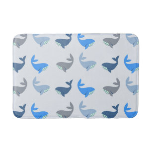Tapis De Bain Baleine moderne mignonne Motif illustré bleu