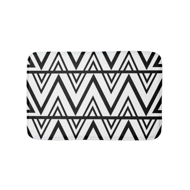 Tapis De Bain Bande Chevron noire et blanche Bande Chevron (Devant)