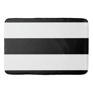 Tapis De Bain Bande large noire et blanche classique sur une