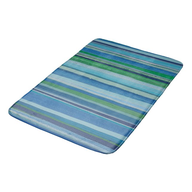 Tapis De Bain Bande peinte en bleu et vert (Angle)