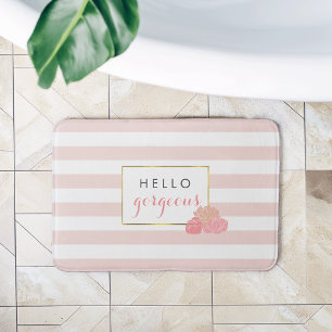 Tapis De Bain Bande rose et pivoine blush Bonjour magnifique