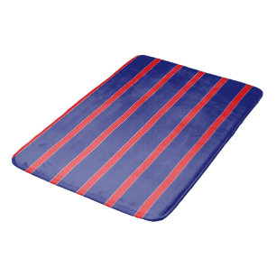 Tapis De Bain Bande rouge et blanche sur bleu marine