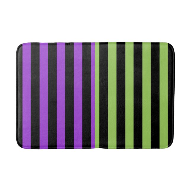 Tapis De Bain Bande verte violette et noire d'Halloween (Devant)