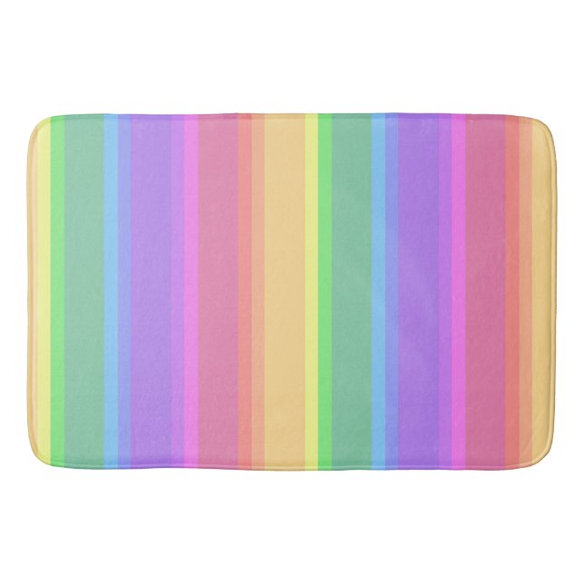 Tapis De Bain Bandes arc-en-ciel pastel (Devant)