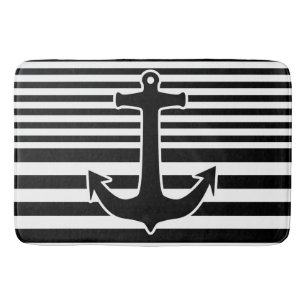 Tapis De Bain Bandes BG noir étroit & large & ANCRE