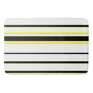 Tapis De Bain Bandes blanches et grises noires