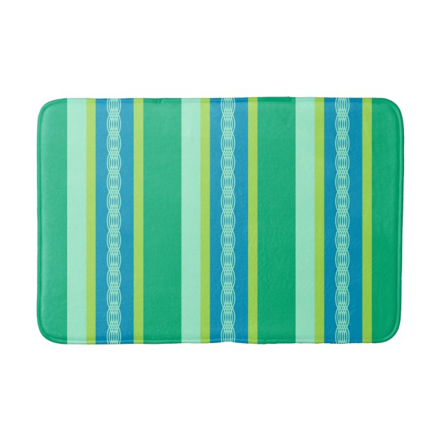 Tapis De Bain Bandes D'Awning Du Milieu Du Siècle, Jade Green (Devant)