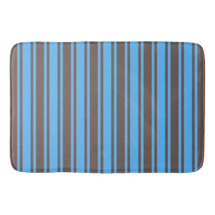 Tapis De Bain Bandes de bonbons Brown et bleues