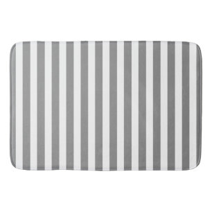 Tapis De Bain Bandes de bonbons grises et blanches