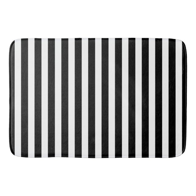 Tapis De Bain Bandes de bonbons noir et blanc (Devant)