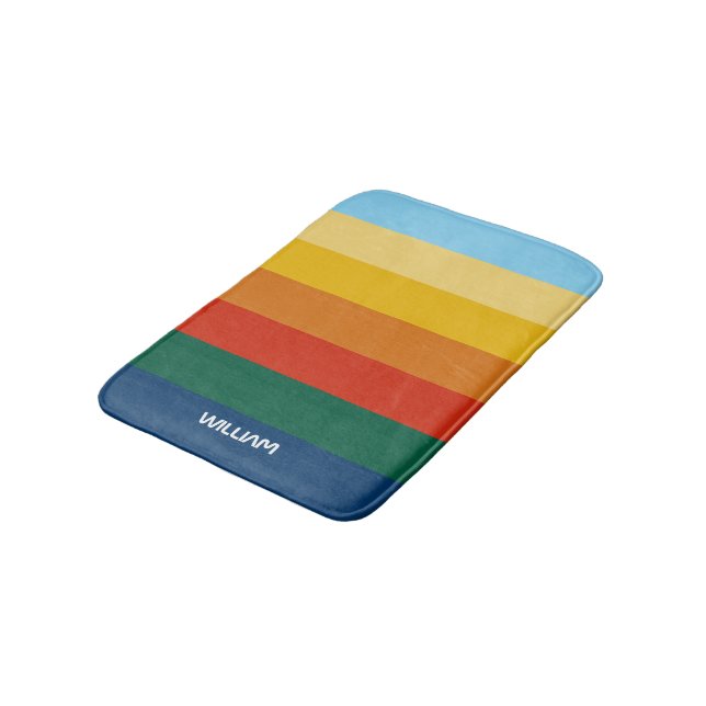 Tapis De Bain Bandes de coucher de soleil rétro avec espace simp (Angle)