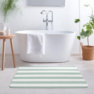 Tapis De Bain Bandes de menthe et de blanc   Couleurs modifiable