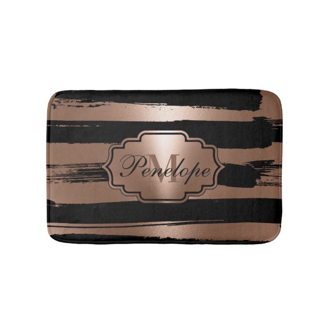 Tapis De Bain Bandes de pinceau rose or (Devant)