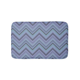 Tapis De Bain Bandes de zigzag gris bleu