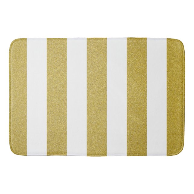 Tapis De Bain Bandes d'or, Blancs, Motif rayé (Devant)