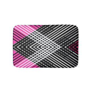 Tapis De Bain Bandes entrelacées en noir et blanc et gris sur un