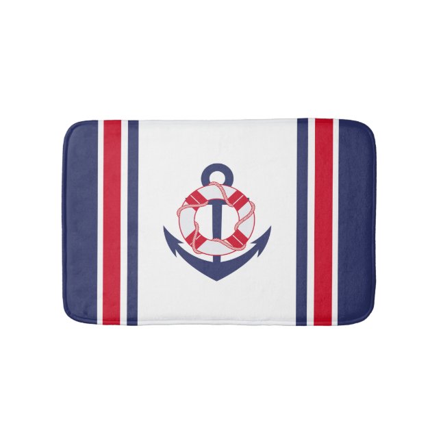 Tapis De Bain Bandes et Ancres nautiques (Devant)