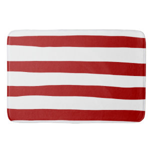 Tapis De Bain Bandes inégales en rouge et blanc