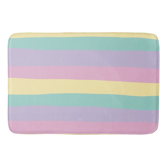 Tapis De Bain Bandes Inégales Pink, Jaune, Violet & Vert (Devant)