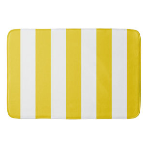 Tapis De Bain Bandes Jaunes, Blancs, Motif rayé