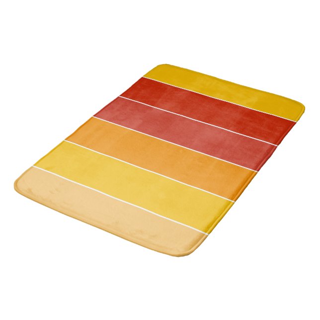 Tapis De Bain Bandes jaunes et orange du milieu du siècle (Angle)