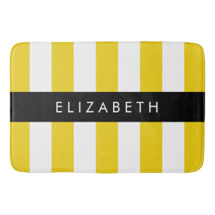 Tapis De Bain Bandes Jaunes, Motif Gratté, Lignes, Votre Nom