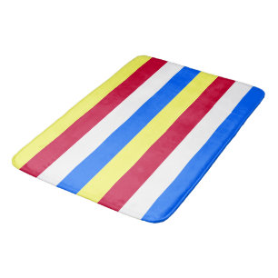 Tapis De Bain Bandes jaunes, rouges, blanches et bleues