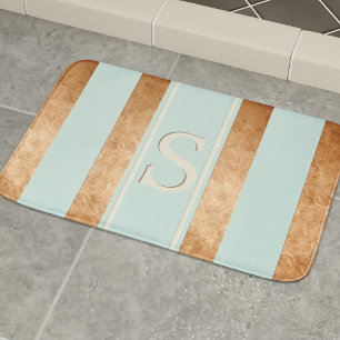 Tapis De Bain Bandes modernes Robin Oeuf Bleu Cuivre Mat